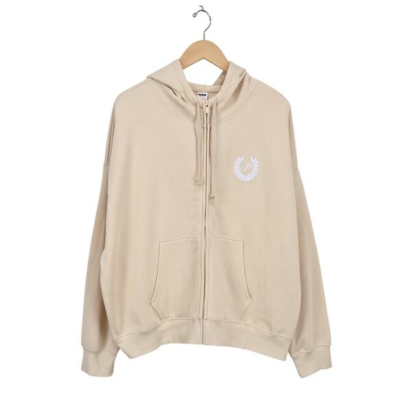 Victoria's Secret PINK Canvas Everyday Fleece Campus Full Zip Sweatshirt XL NWT - Picture 1 of 6